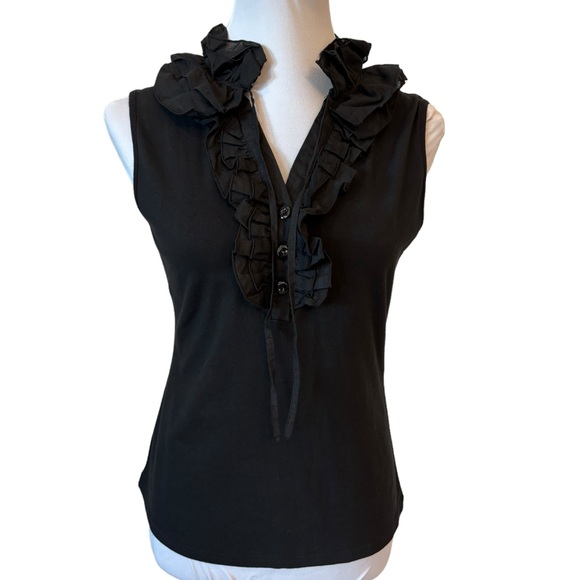 São Paulo Black Stretch Ruffle Top - Picture 2 of 7